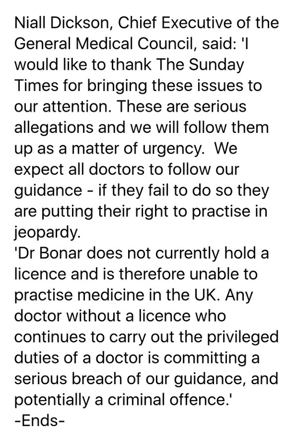 RT @ringsau: Official statement from UK GMC on Dr…